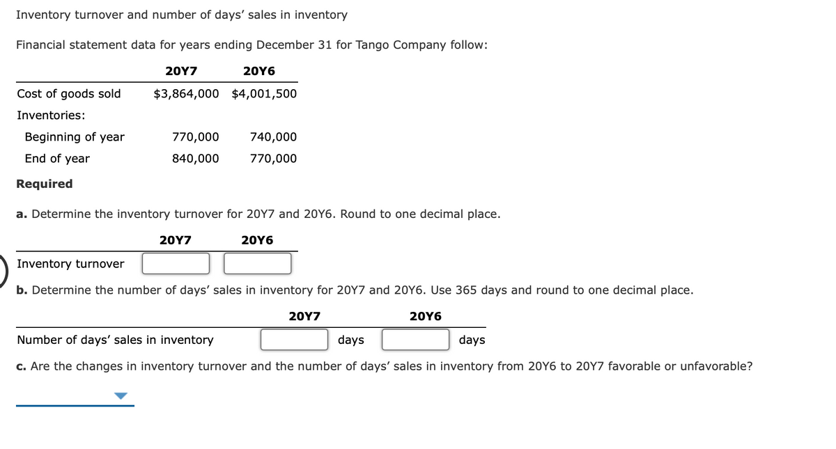 Answered Inventory Turnover And Number Of Days Bartleby