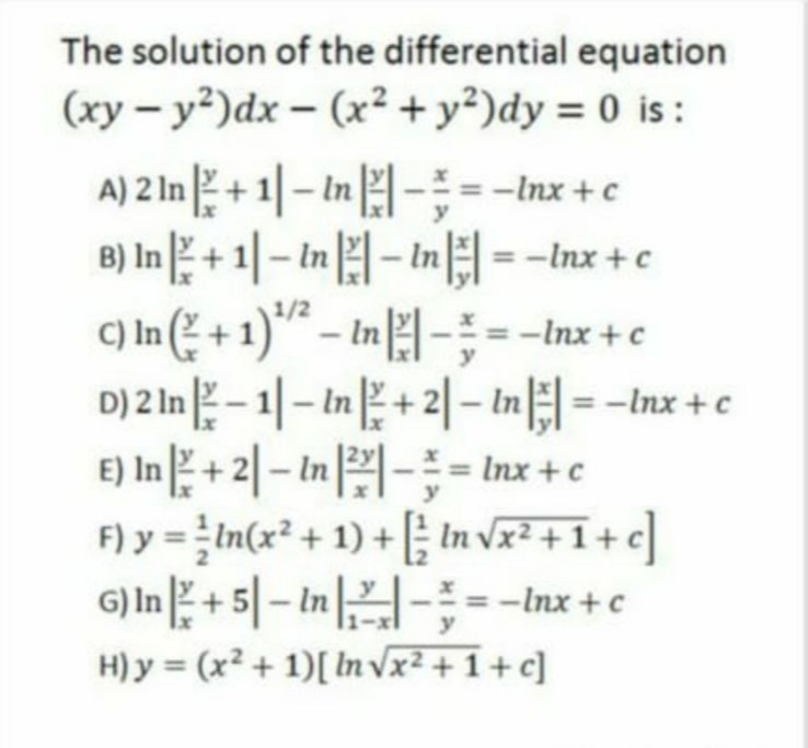 Answered The Solution Of The Differential Bartleby