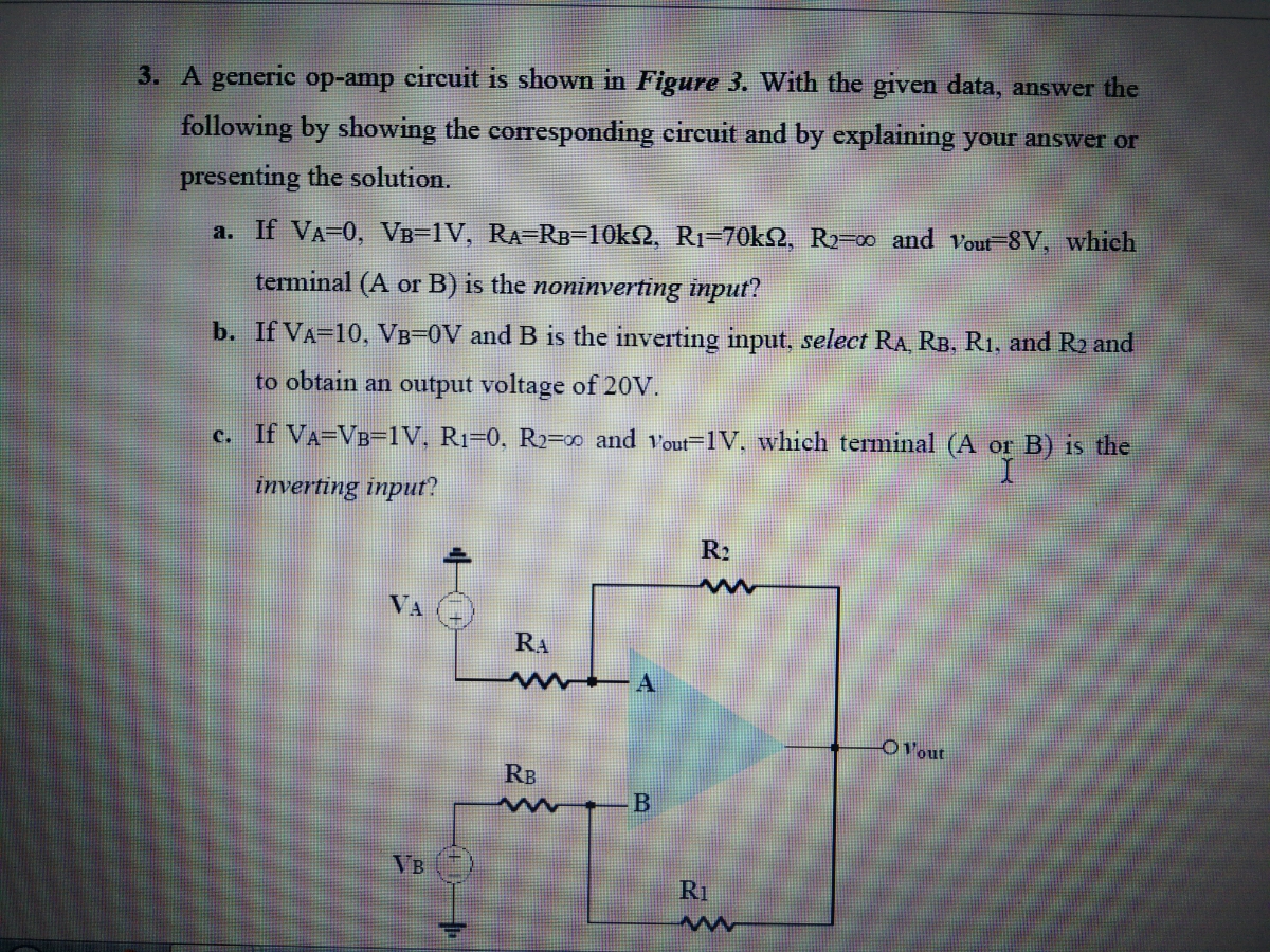 Answered 3 A Generic Op Amp Circuit Is Shown In Bartleby