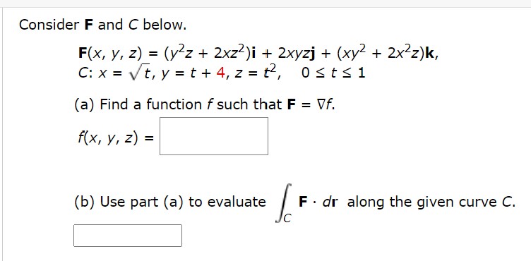 Answered Consider F And C Below Y Z 2xz I Bartleby