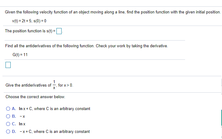 Answered Give The Antiderivatives Of For X 0 Bartleby