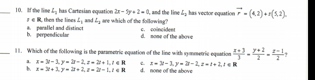 Answered 10 If The Line L Has Cartesian Bartleby