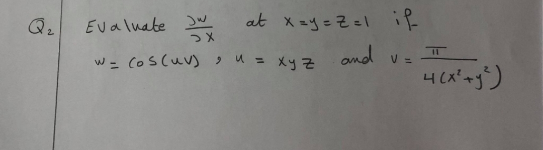 Answered Evaluate W At X Y Z L If W Os Uv U Bartleby