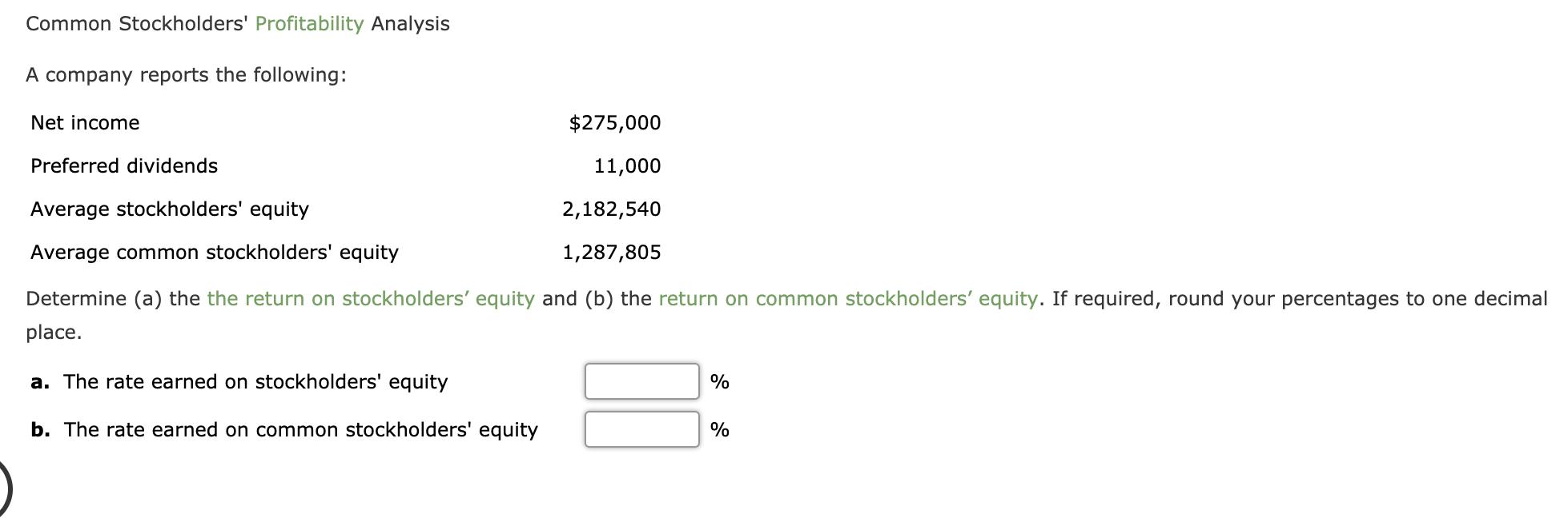 Answered: a. The rate earned on stockholders'… | bartleby