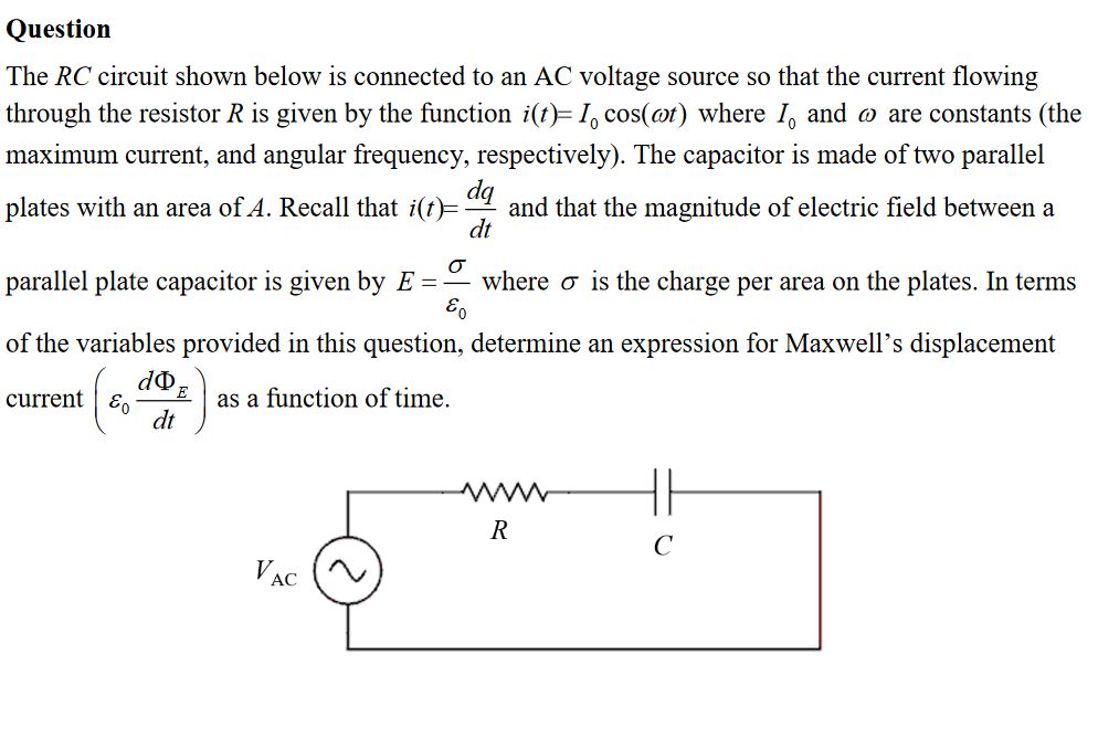 Answered: Question The RC circuit shown below is… | bartleby