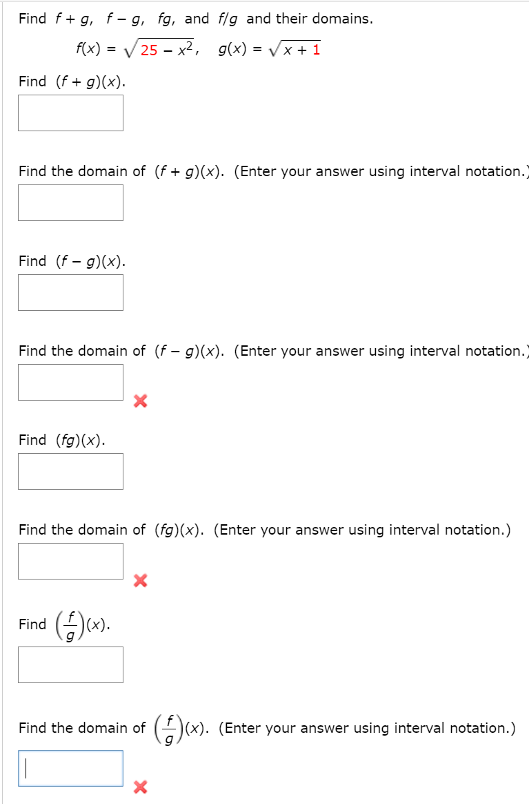 Answered Find F G F G Fg And F G And Their Bartleby