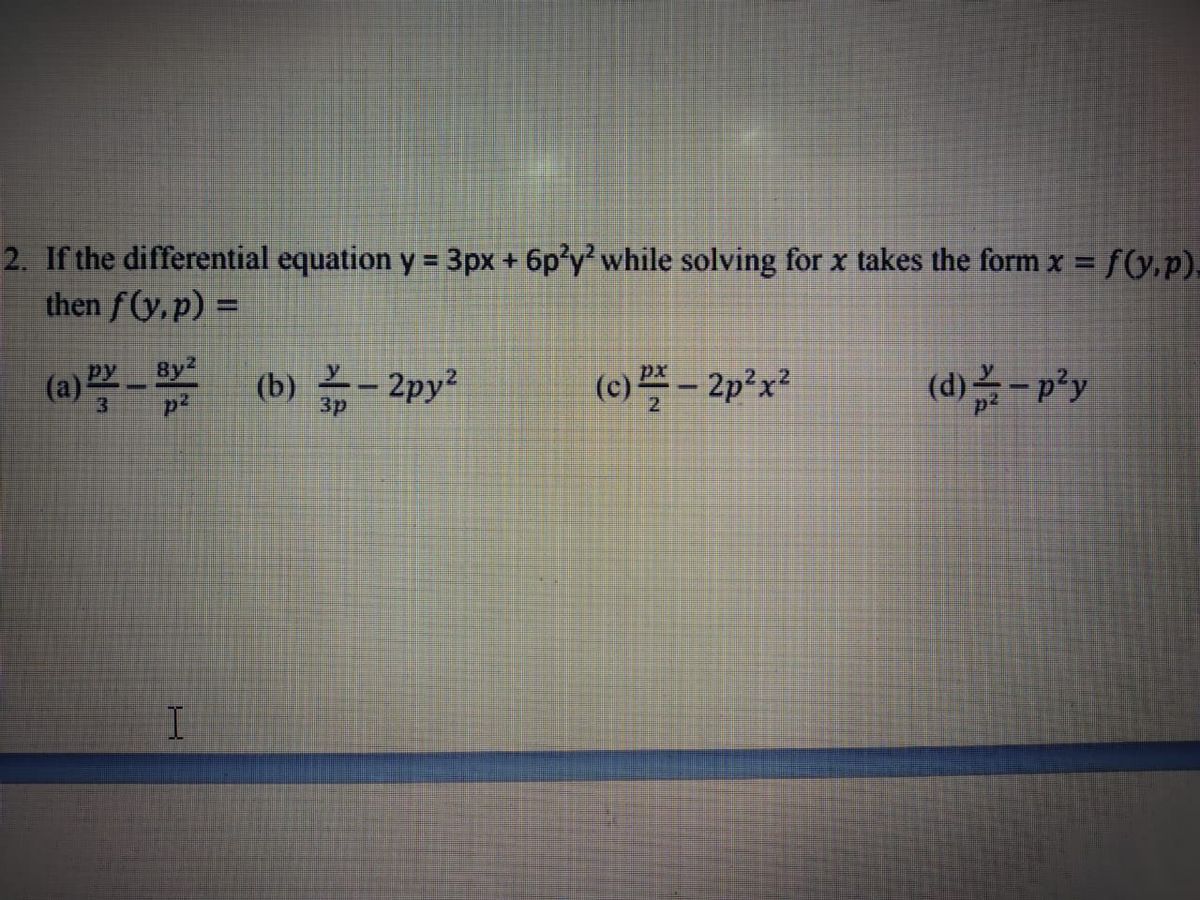 Answered If The Differential Equation Y 3px Bartleby