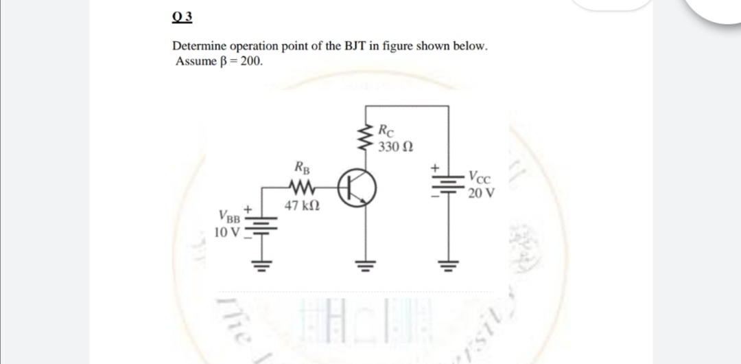 Answered Determine Operation Point Of The Bjt In Bartleby