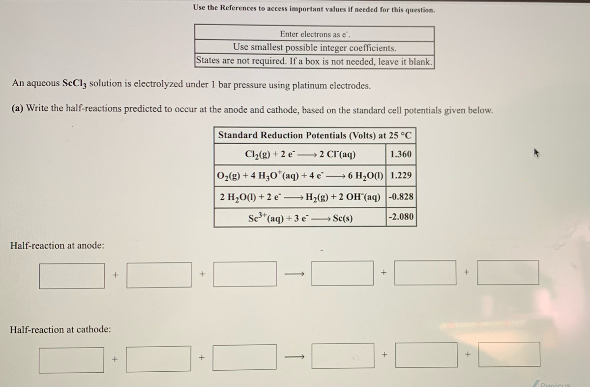 Answered A Write The Half Reactions Predicted Bartleby