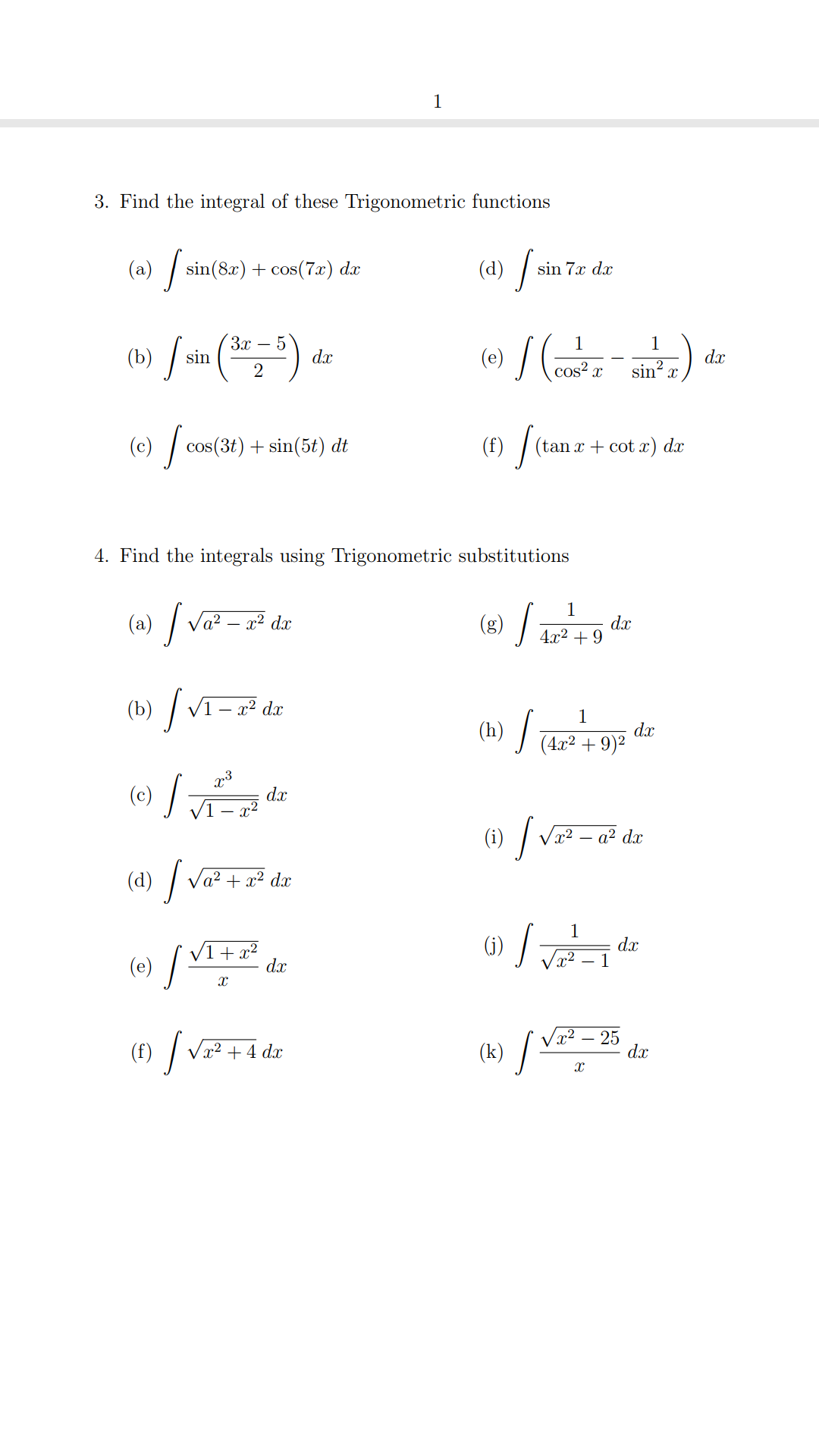 answered-find-the-integrals-using-trigonometric-bartleby