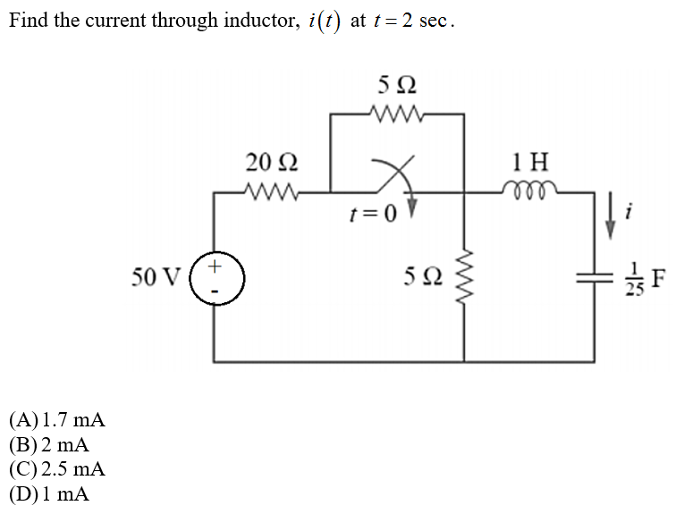 Answered Find The Current Through Inductor I T Bartleby