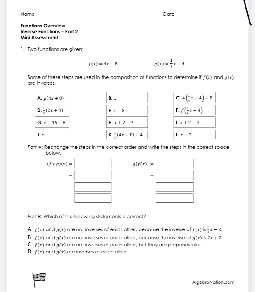 Answered 1 Two Functions Are Given F X 4x Bartleby