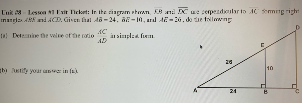 Answered: Unit #8 – Lesson #1 Exit Ticket: In the… | bartleby