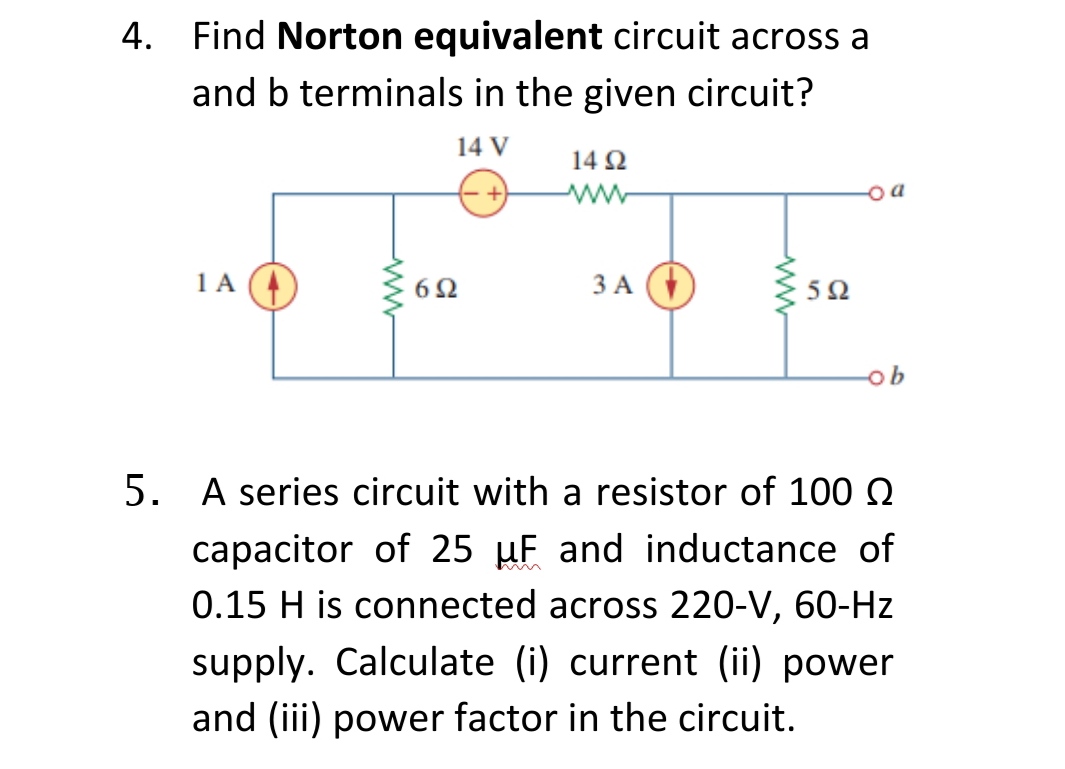 Answered: 4. Find Norton Equivalent Circuit… | Bartleby