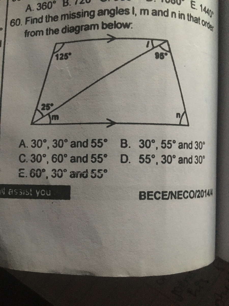 Answered 60 Find The Missing Angles I M And N Bartleby