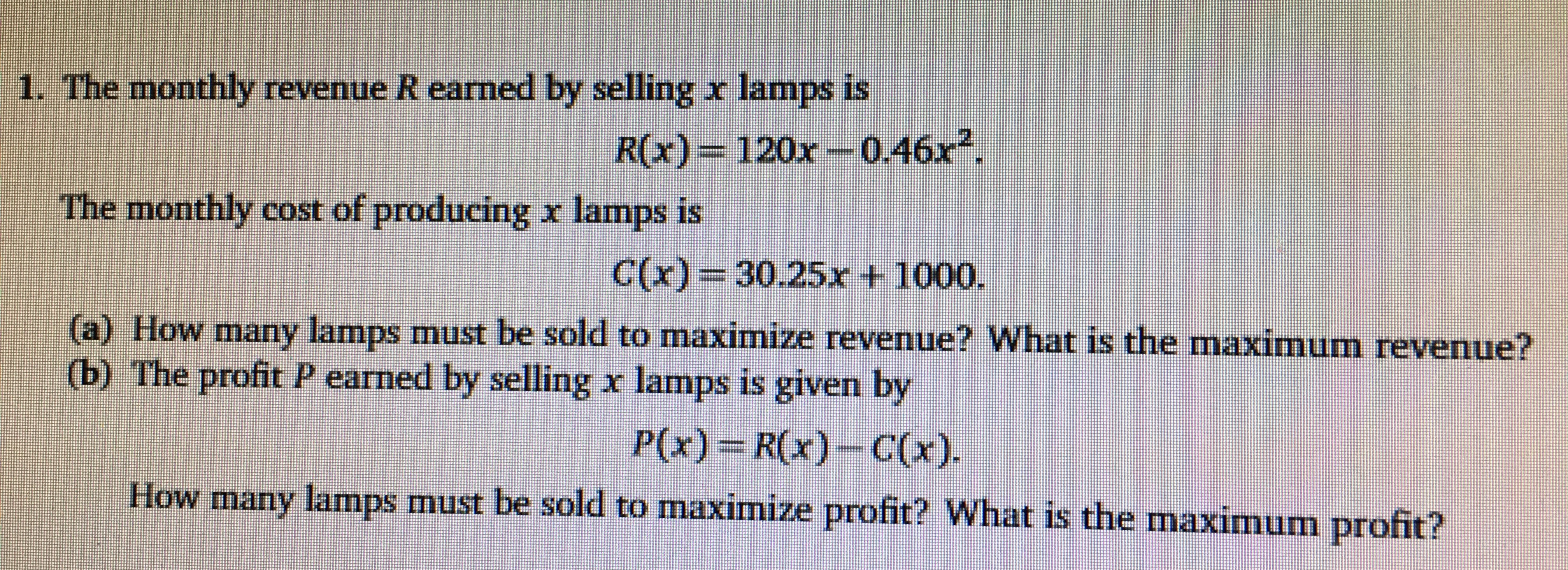 Answered 1 The Monthly Revenue R Earned By Bartleby