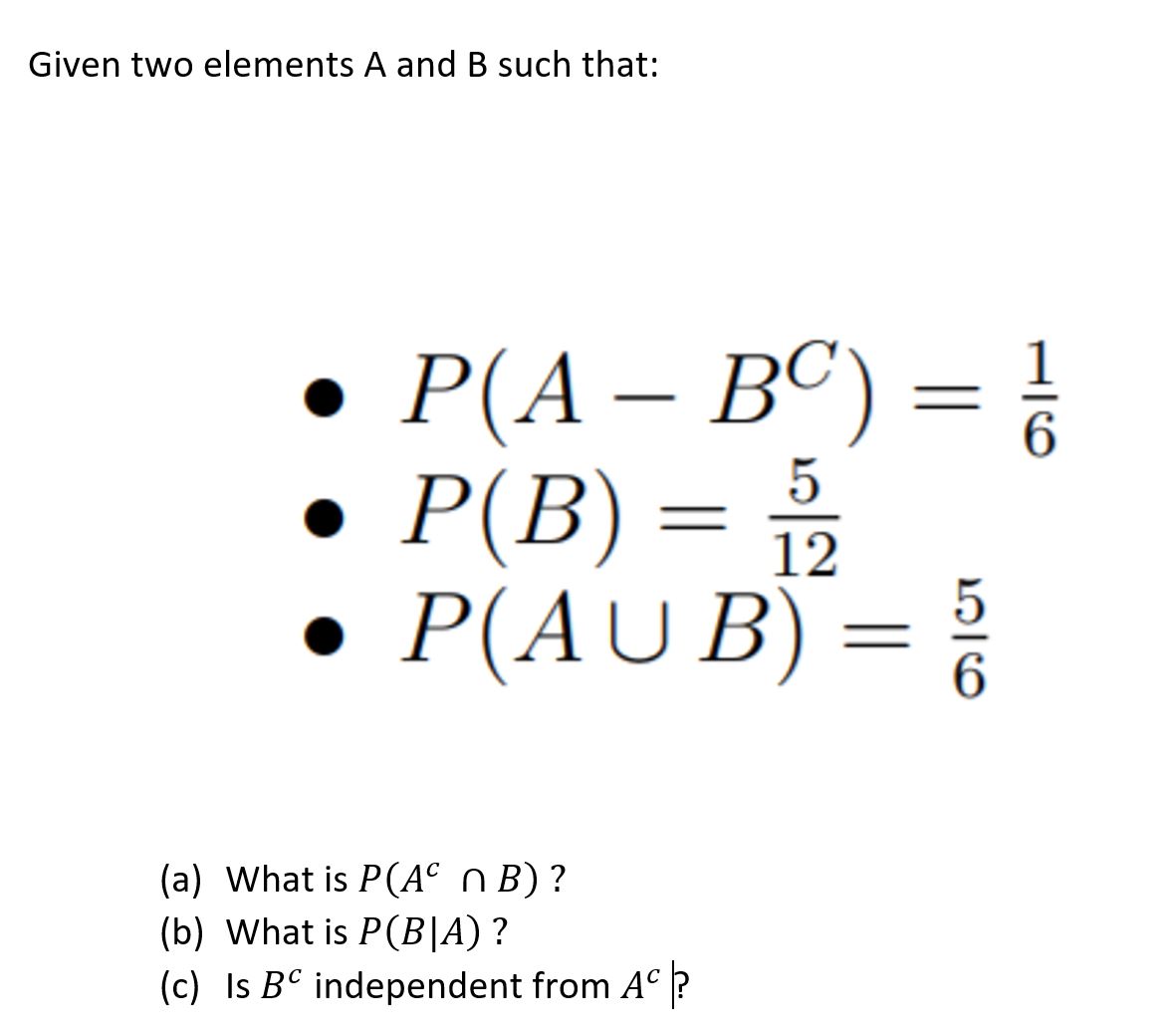 Answered Given Two Elements A And B Such That Bartleby