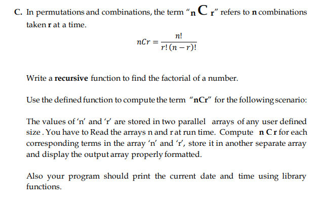 Answered C In Permutations And Combinations Bartleby