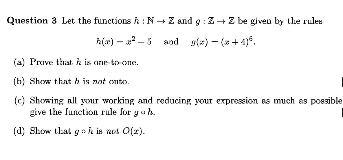 Answered Question 3 Let The Functions H N Z Bartleby