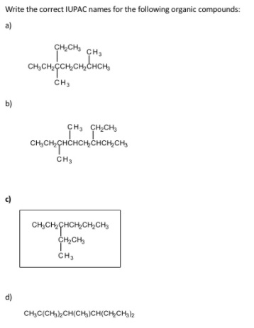 Answered Write The Correct Iupac Names For The Bartleby