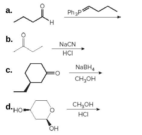 Answered: a. Ph3P H. b. NaCN HCI NaBH4 c. CH,он… | bartleby