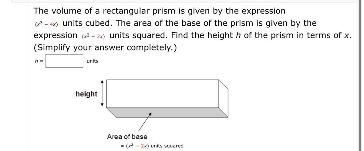 Answered The Volume Of A Rectangular Prism Is Bartleby