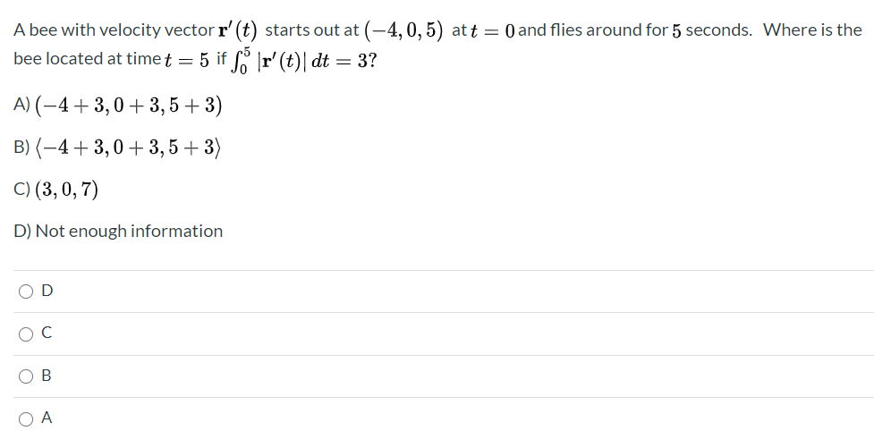 Answered A Bee With Velocity Vector R T Bartleby