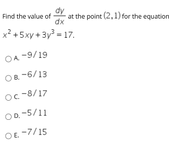 Answered Dy Find The Value Of Dx X2 5xy 3y Bartleby