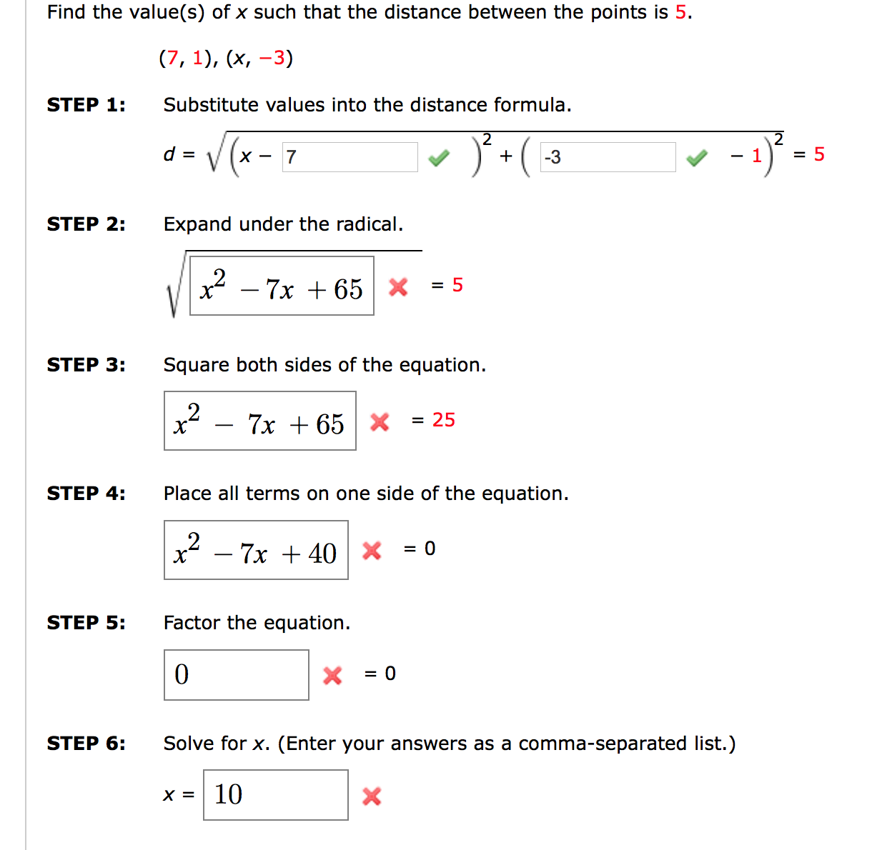 Answered: Find the value(s) of x such that the… | bartleby