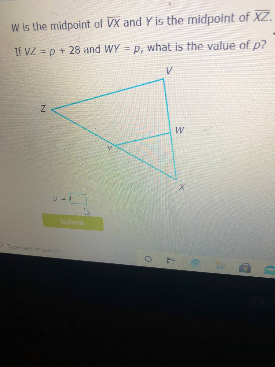 Answered W Is The Midpoint Of Vx And Y Is The Bartleby