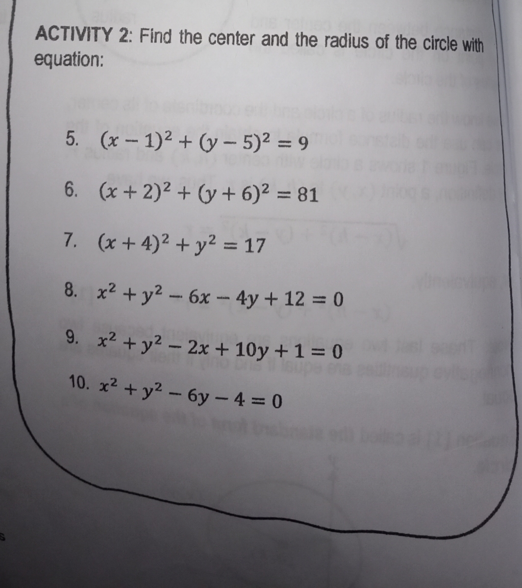 Answered Activity 2 Fiind The Center And The Bartleby