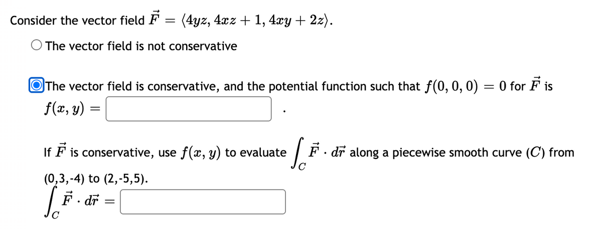 Answered Consider The Vector Field F 4yz 4xz Bartleby