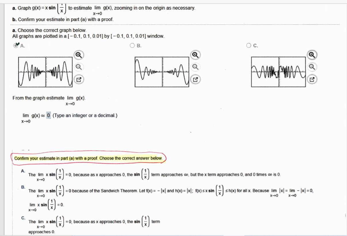 Answered A Graph G X X Sin To Estimate Lim Bartleby