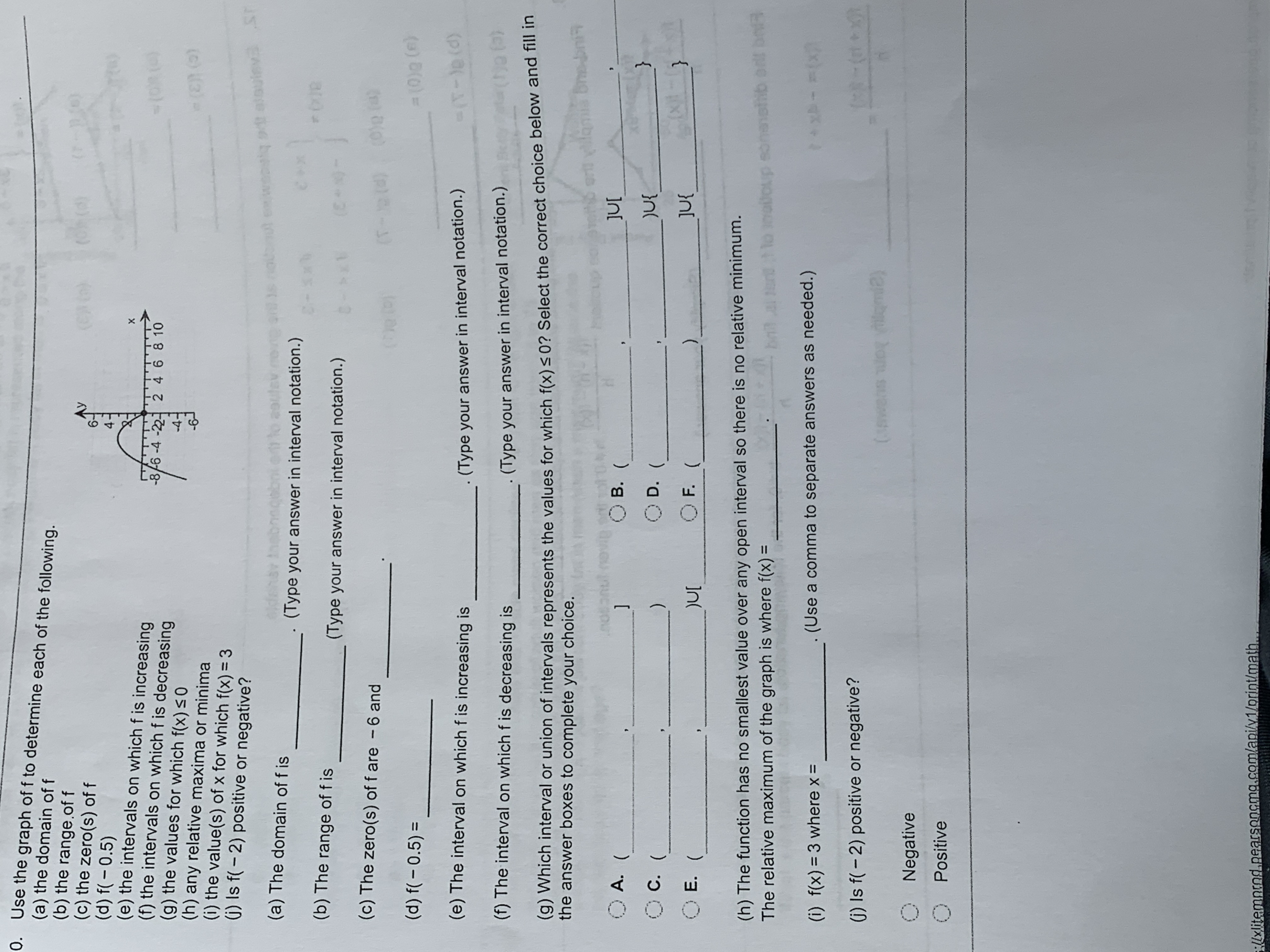 Answered Use The Graph Of F To Determine Each Of Bartleby