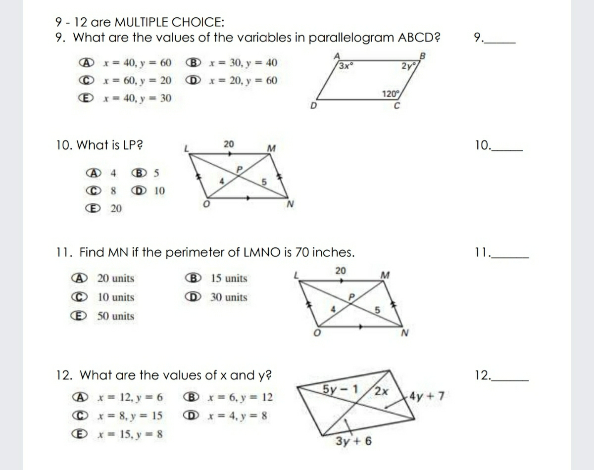 Answered: 9 - 12 Are Multiple Choice: 9. What Are… 