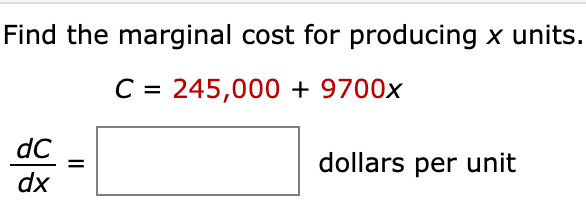 Marginal Cost For Producing X Units