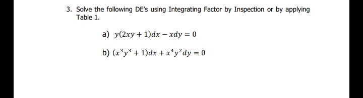 Answered 3 Solve The Following De S Using Bartleby