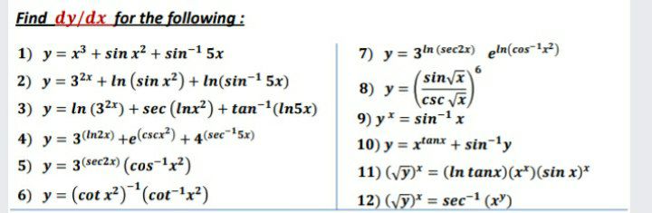 Answered Find Dy Dx For The Following 1 Y X Bartleby