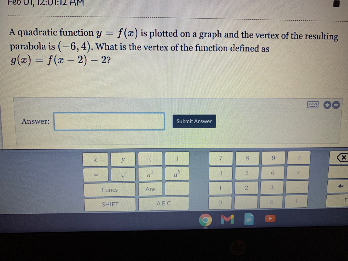 Answered A Quadratic Function Y Parabola Is 6 Bartleby