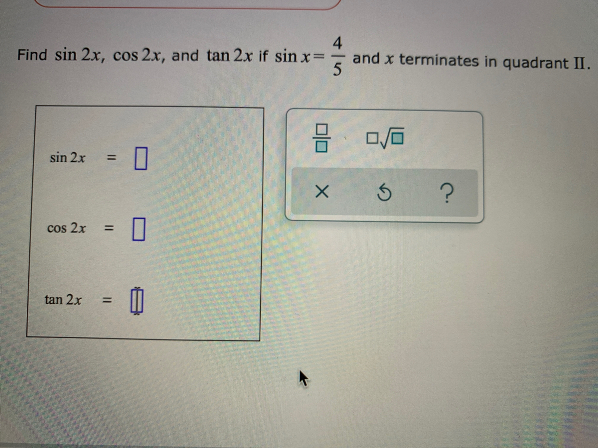 Answered Find Sin 2x Cos 2x And Tan 2x If Sin Bartleby