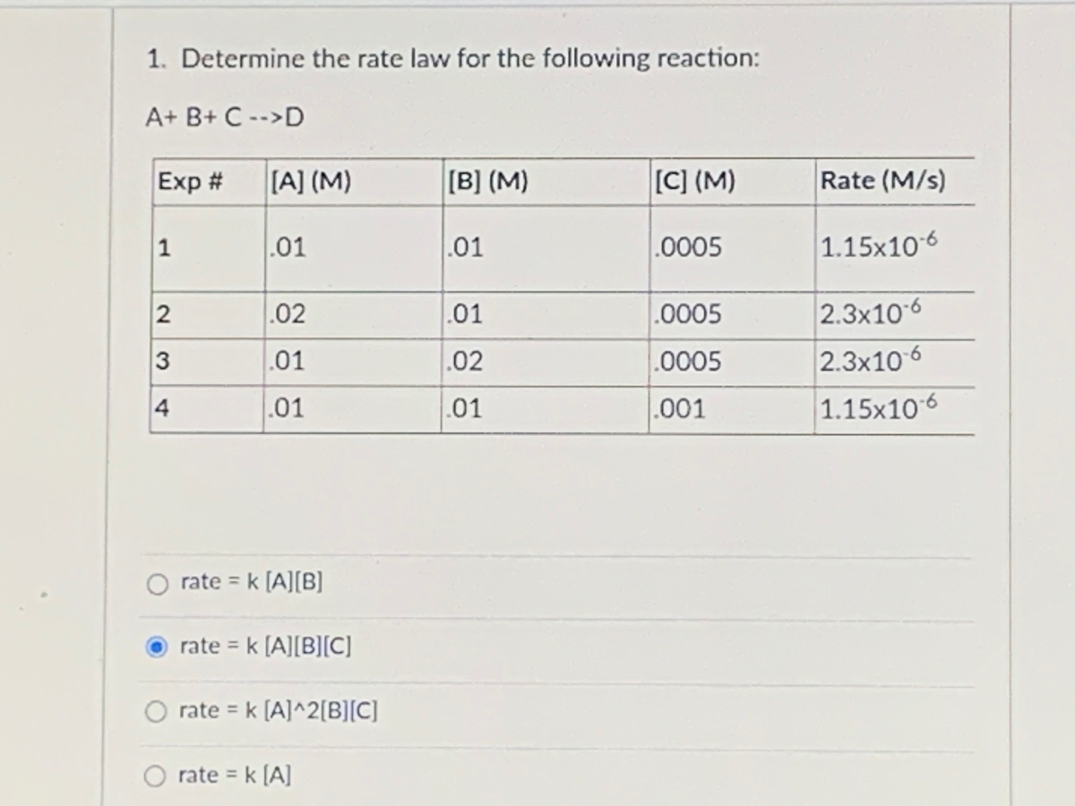 Answered: 1. Determine The Rate Law For The… | Bartleby