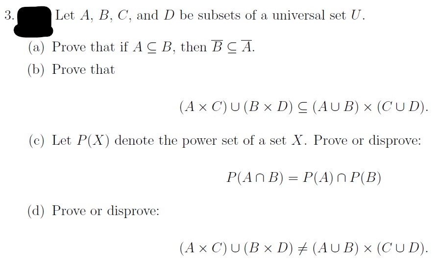 Answered Let A B C And D Be Subsets Of A Bartleby