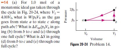 Answered 14 A For 1 0 Mol Of A Monatomic Bartleby