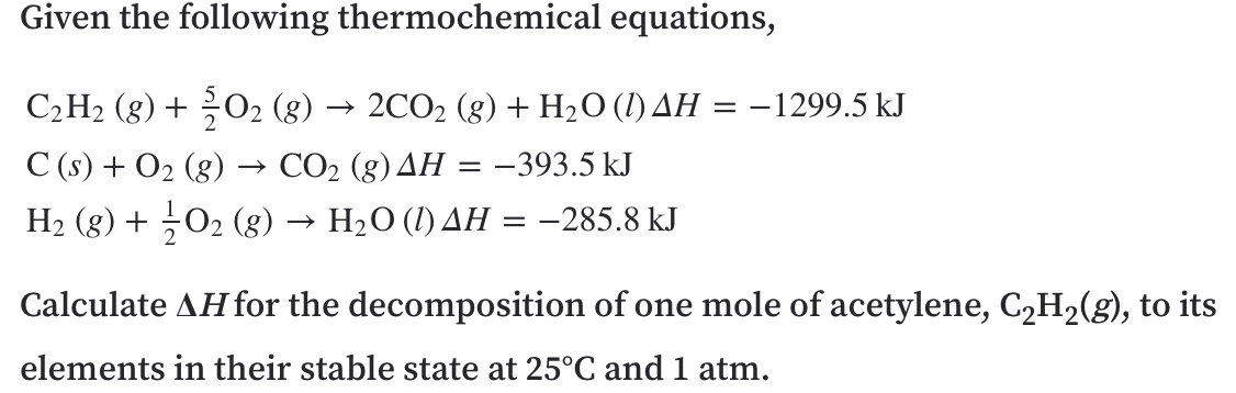 Answered: Given the following thermochemical… | bartleby