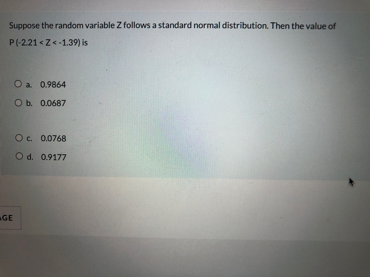 Answered Suppose The Random Variable Z Follows A Bartleby