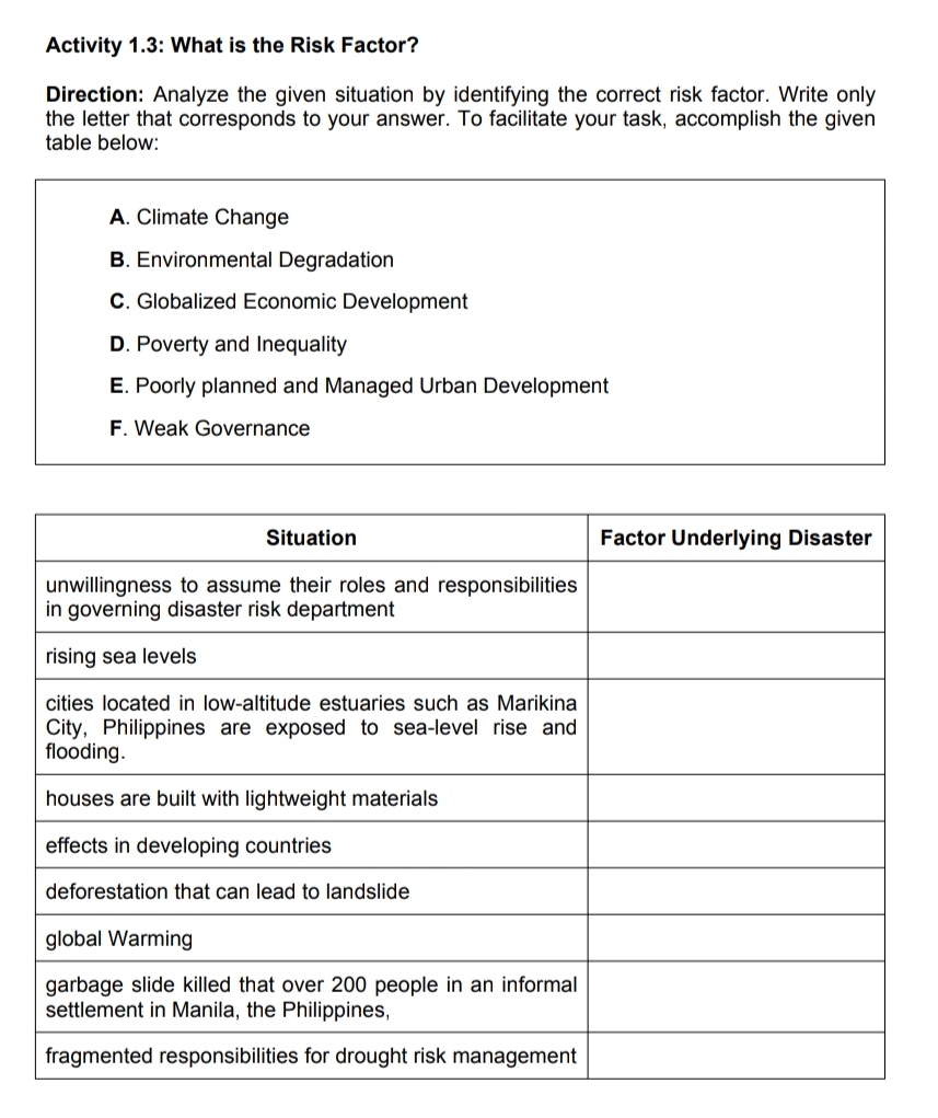 Answered: Activity 1.3: What is the Risk Factor?… | bartleby