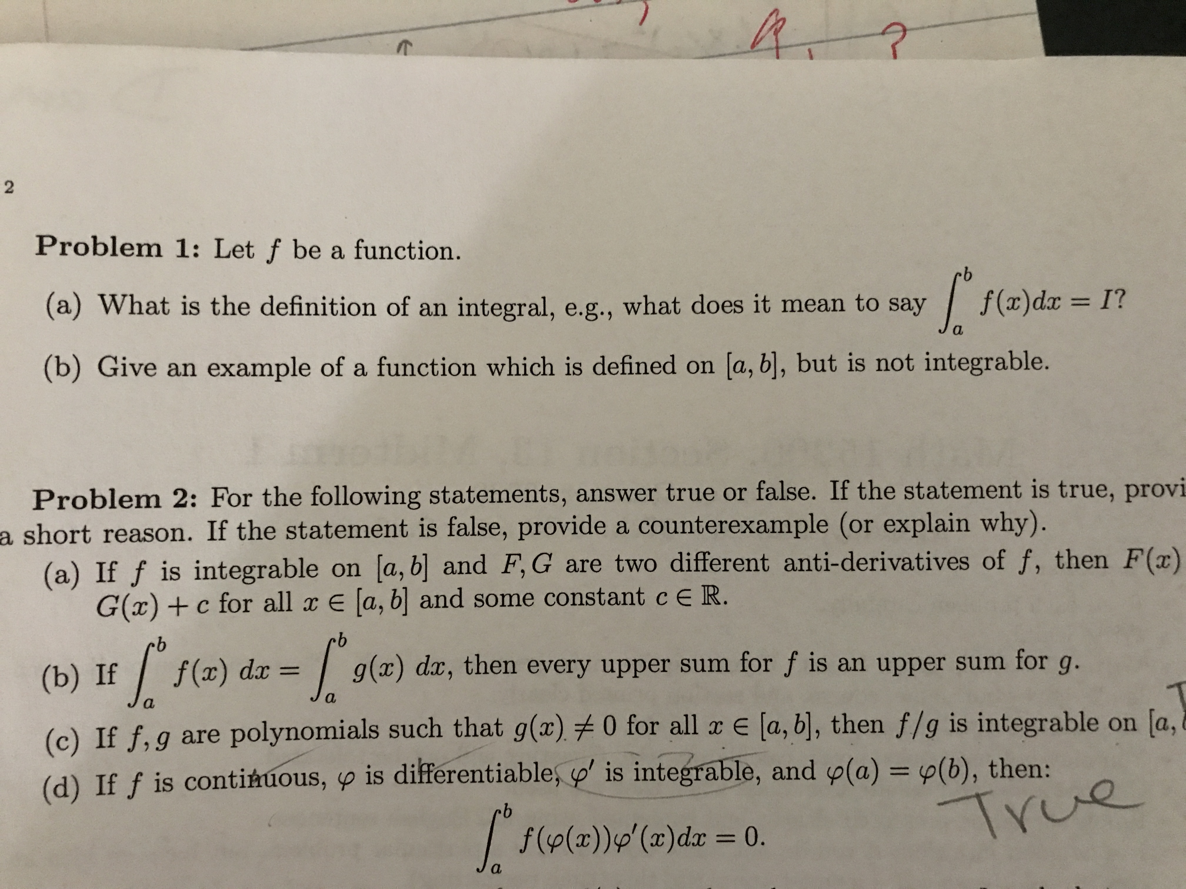 Answered 2 Problem 1 Let F Be A Function A Bartleby