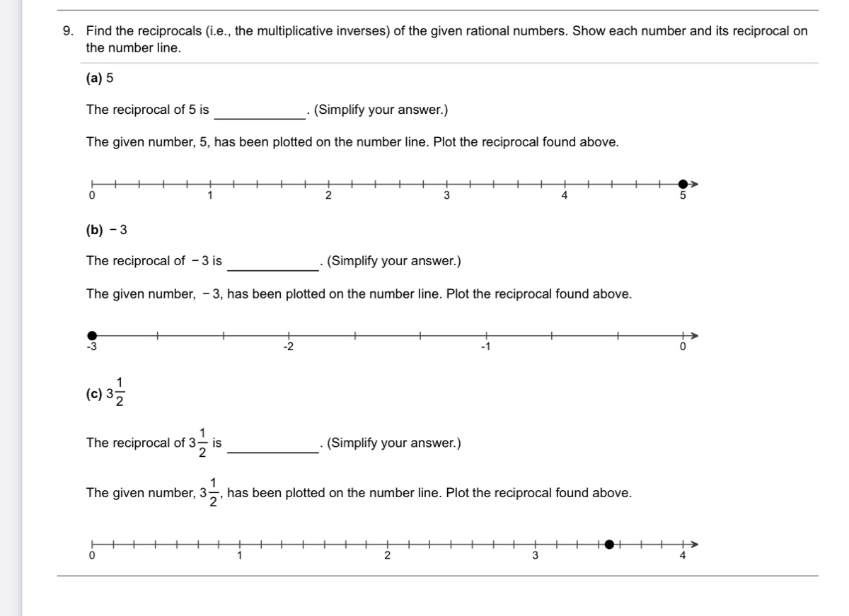 Answered: 9. Find the reciprocals (i.e., the… | bartleby