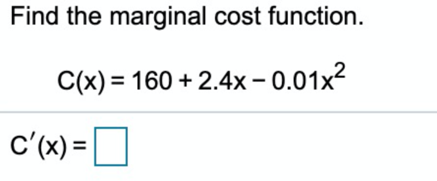 Answered Find The Marginal Cost Function C x Bartleby