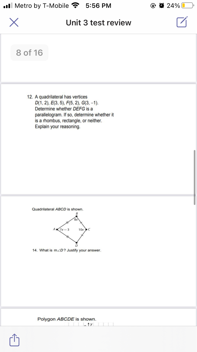 Answered 12 A Quadrilateral Has Vertices D 1 Bartleby